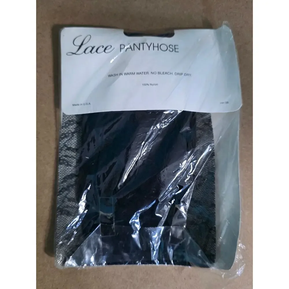 Vintage Lace Panty Hose Black Size S/M